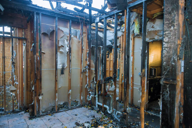 Professional Fire Damage Restoration technician working in Branford Center, CT